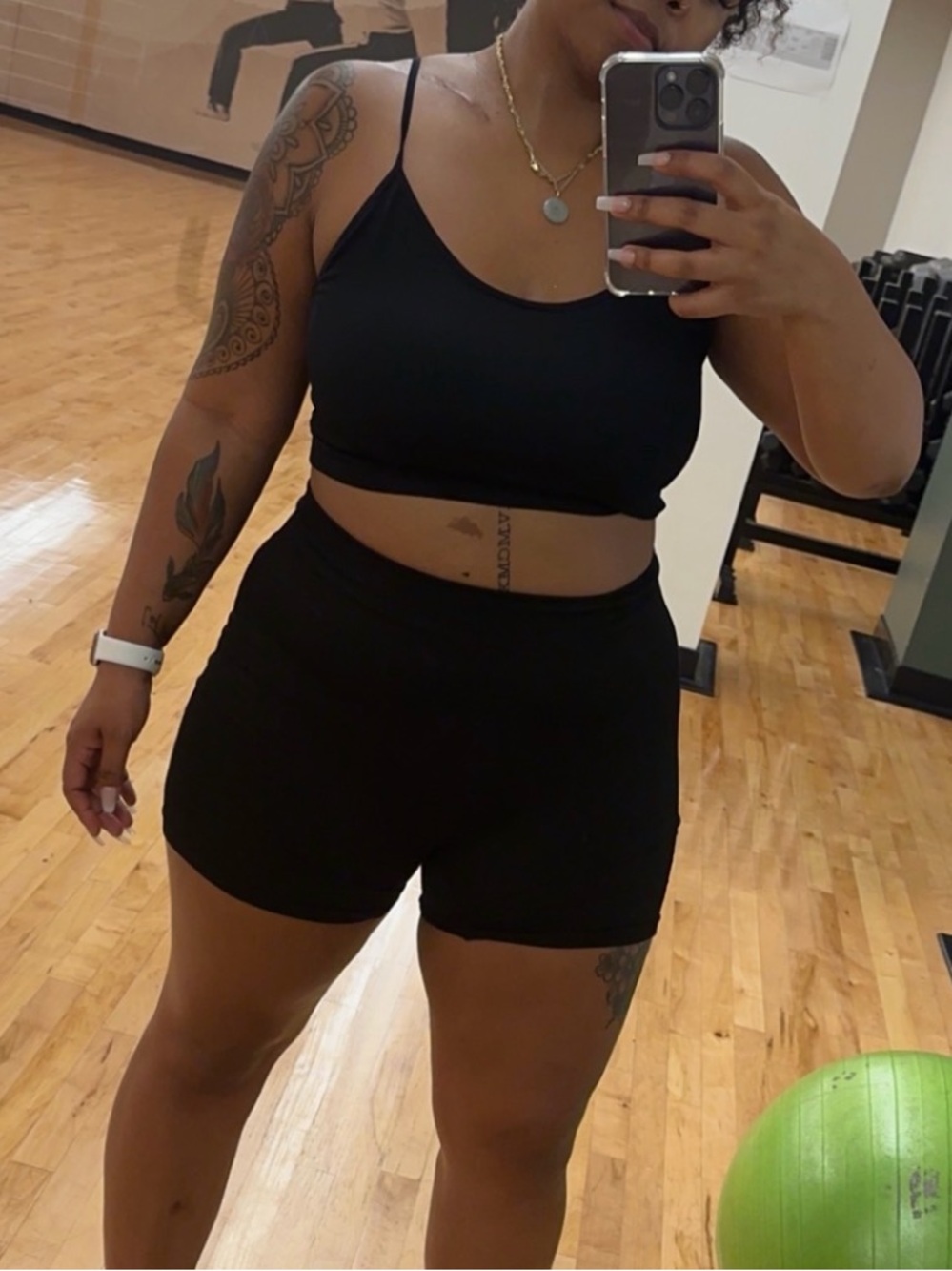 wild fable Black Seamless Bike Shorts and tank Set